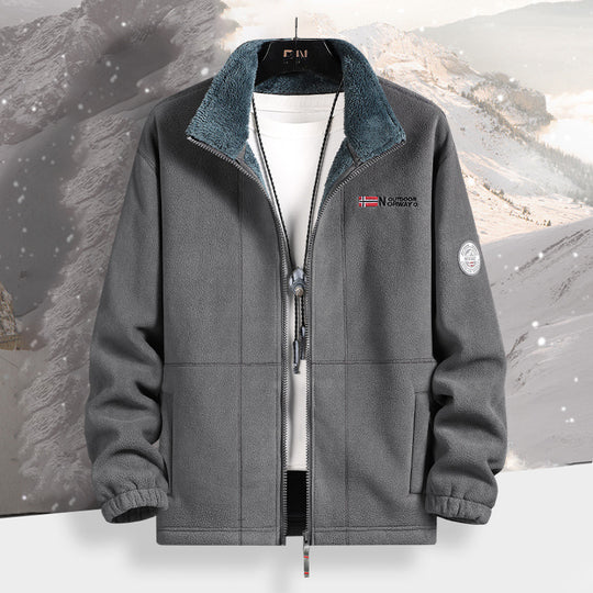 Herren Warme Fleecejacke mit Teddykragen, durchgehendem Reißverschluss und Utility-Taschen Nord Taschen