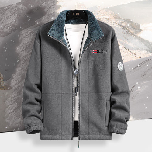 Herren Warme Fleecejacke mit Teddykragen, durchgehendem Reißverschluss und Utility-Taschen Nord Taschen