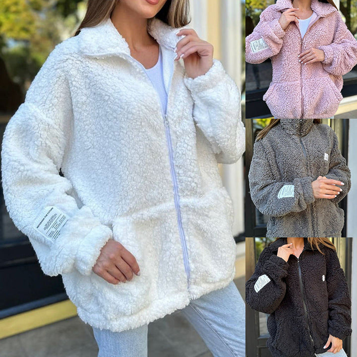 Damen Fleecejacke mit weichem Innenfutter und hoher Kragen