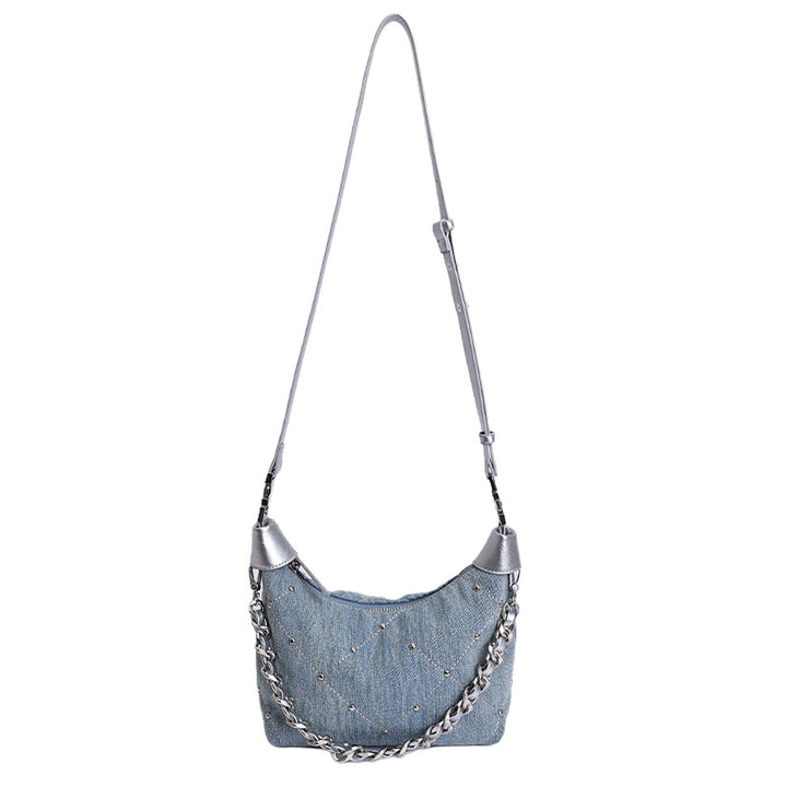 Damen Umhängetasche mit modischem Denim-Design und trendiger Kette Nord Taschen