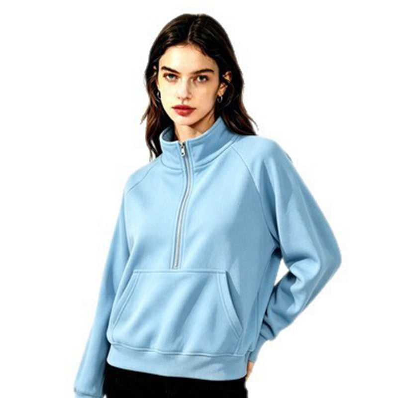 Damen Sportlicher Kapuzenpullover mit Stehkragen Nord Taschen