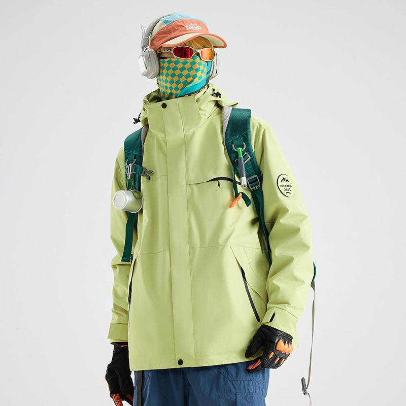 Herren Wasserdichte Outdoor-Softshelljacke mit Kapuze, hohem Stehkragen & Reißverschlusstaschen Nord Taschen