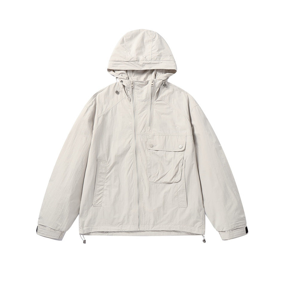 Unisex Leichte Boxy-Windjacke mit Kapuze, Utility-Brusttasche und Kordelzug Nord Taschen