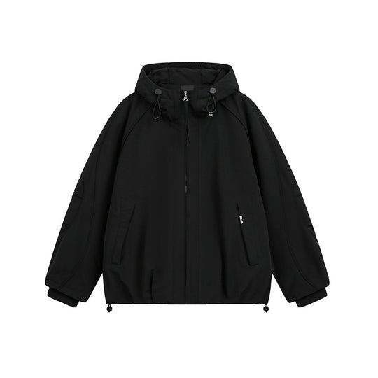 Damen Oversized wattierte Kapuzenjacke mit Raglanärmeln und Kordelzug Nord Taschen