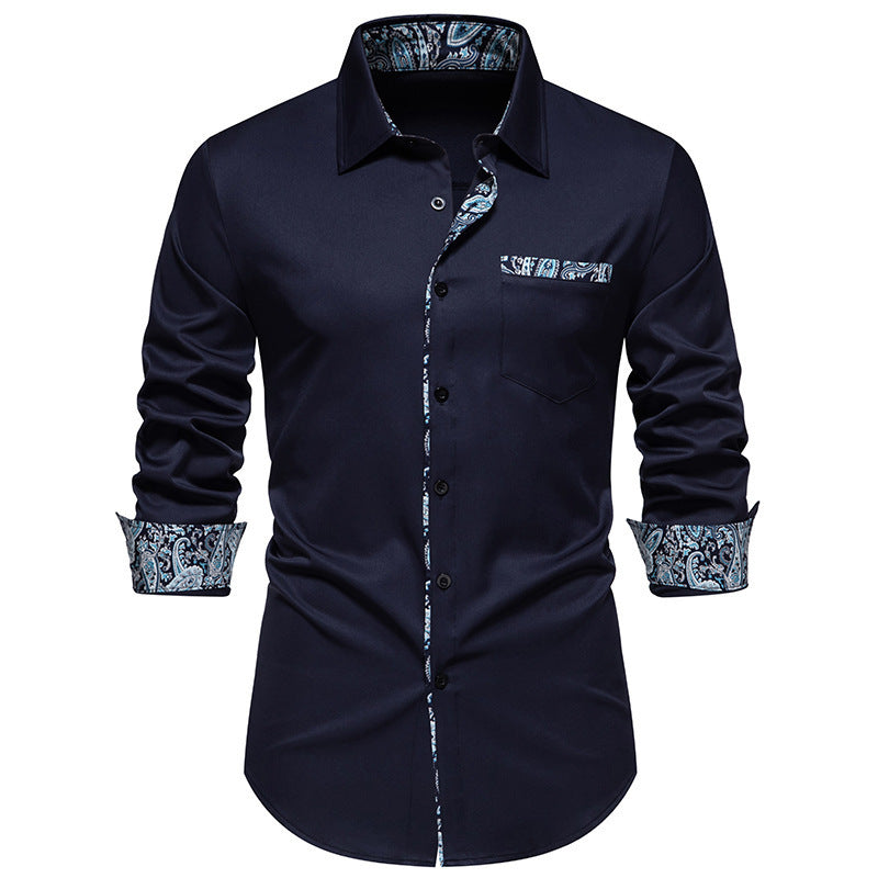 Herren elegantes Langarmhemd mit Leopardenmuster