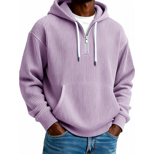 Herren Modischer Kapuzenpullover mit Reißverschluss und Rippstruktur Nord Taschen
