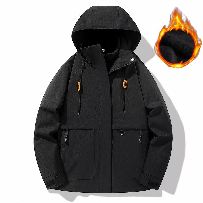 Herren Wattierte Softshell-Funktionsjacke mit Kapuze, Fleece-Innenfutter & verdecktem Reißverschluss Nord Taschen