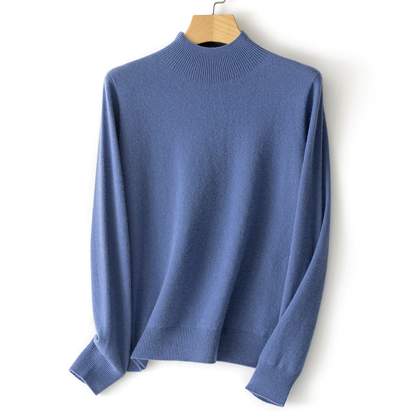 Damen Feiner Stehkragen-Pullover aus Kaschmir-Mix mit gerippten Abschlüssen Nord Taschen
