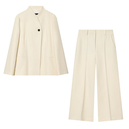 Damen Zweiteiliges Anzugs-Set mit Oversize-Longblazer und High-Waist Bundfaltenhose Nord Taschen
