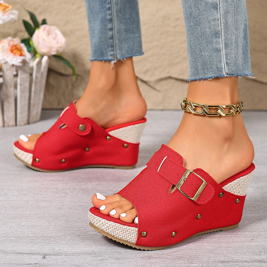 Damen Clogs mit modischer Schnallen-Applikation und komfortabler Liegefläche