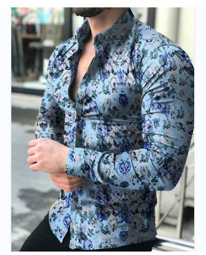 Herren figurbetontes Langarmhemd mit feinem Ornamentmuster und stretch Baumwollmischung Nord Taschen