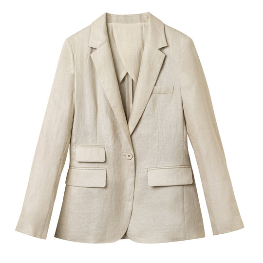 Damen Sommerlicher Leinen‑Mix Blazer mit taillierter Silhouette und Pattentaschen Nord Taschen