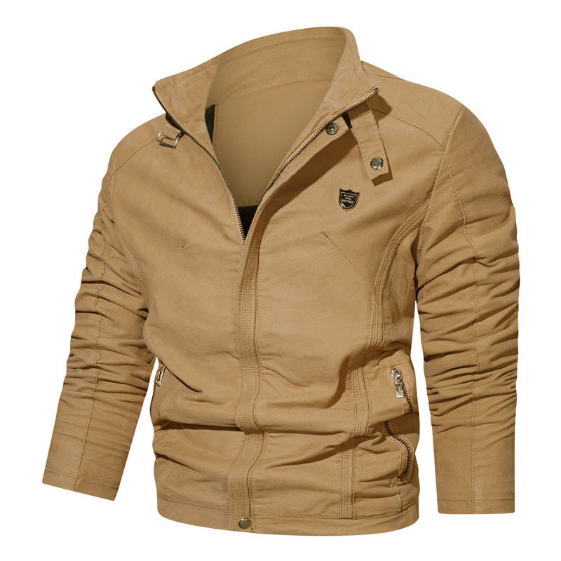 Herren Wildleder-Optik Zip-Blouson im Worker-Cut mit Stehkragen Nord Taschen