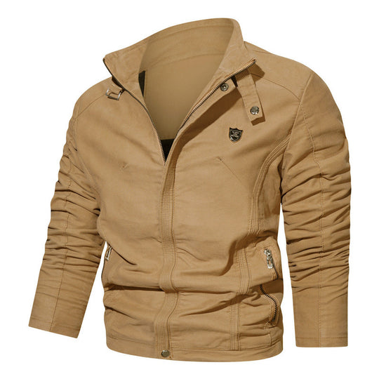 Herren Wildleder-Optik Zip-Blouson im Worker-Cut mit Stehkragen Nord Taschen