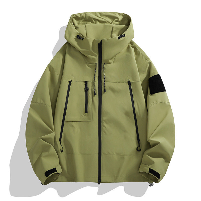 Damen wetterfeste Outdoor-Jacke mit praktischen Taschen und verstellbarer Kapuze