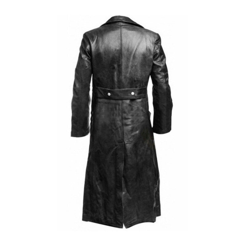 Herren Ledertrenchcoat mit doppelreihiger Knopfleiste Avellé