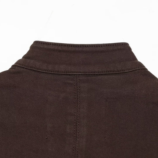 Damen Kurze militärische Jacke im Double-Breasted-Stil mit Stehkragen und Epauletten Nord Taschen