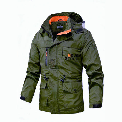 Herren Technische Fieldjacke mit Kapuze, Multifunktionstaschen und verstellbarem Taillenzug Nord Taschen