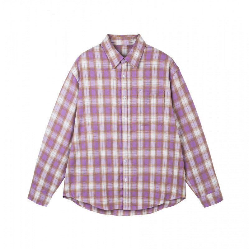 Damen Oversize-Kariertes Hemd im Flanell-Look mit abgerundetem Saum und Brusttasche Nord Taschen