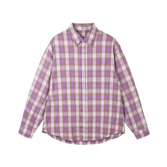 Damen Oversize-Kariertes Hemd im Flanell-Look mit abgerundetem Saum und Brusttasche Nord Taschen