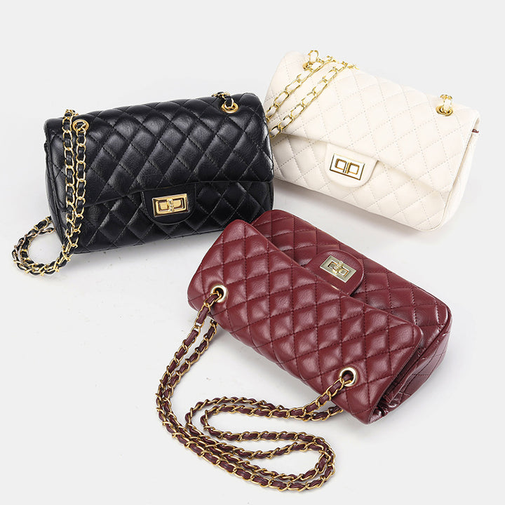 Damen Umhängetasche mit luxuriösem Kettenriemen und klassischer Steppung Nord Taschen
