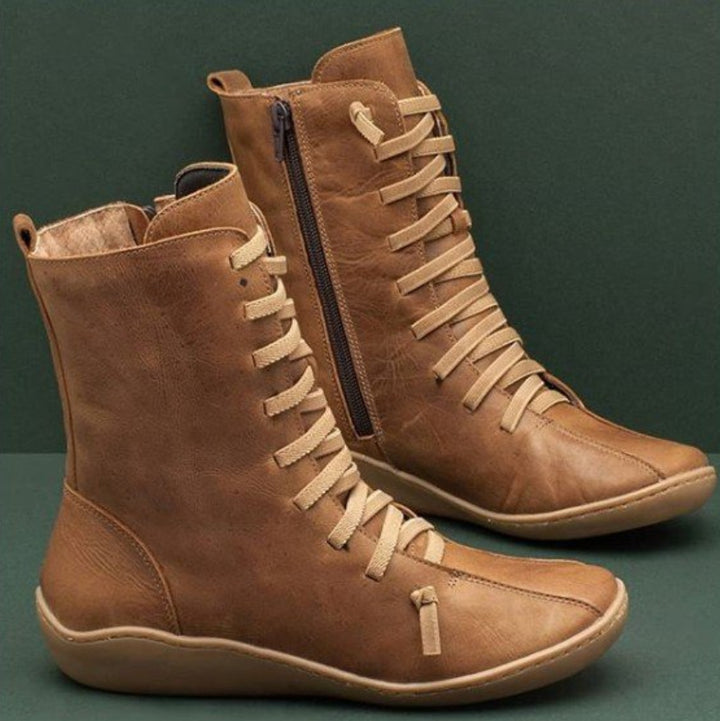 Damen nan knöchelhohe Schnür-Boots mit seitlichem Reißverschluss und stoßdämpfender Gummisohle Nord Taschen