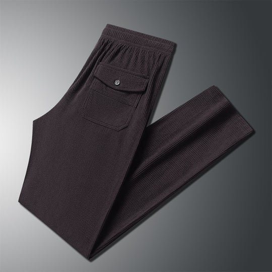 Herren Geradlinige Rib-Struktur Lounge-Hose mit Elastikbund und Klappentasche Nord Taschen