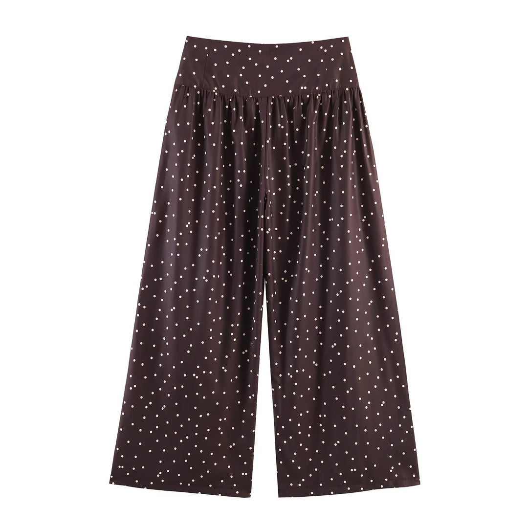 Damen Hochtaillierte Palazzo-Hose mit weitem Bein und gepunkteter Satin-Optik Nord Taschen