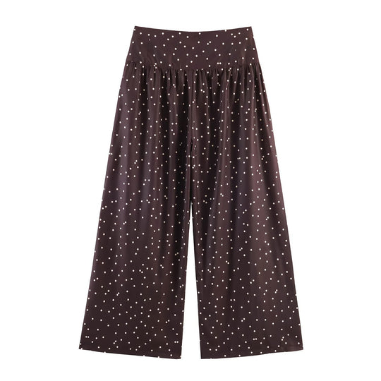 Damen Hochtaillierte Palazzo-Hose mit weitem Bein und gepunkteter Satin-Optik Nord Taschen
