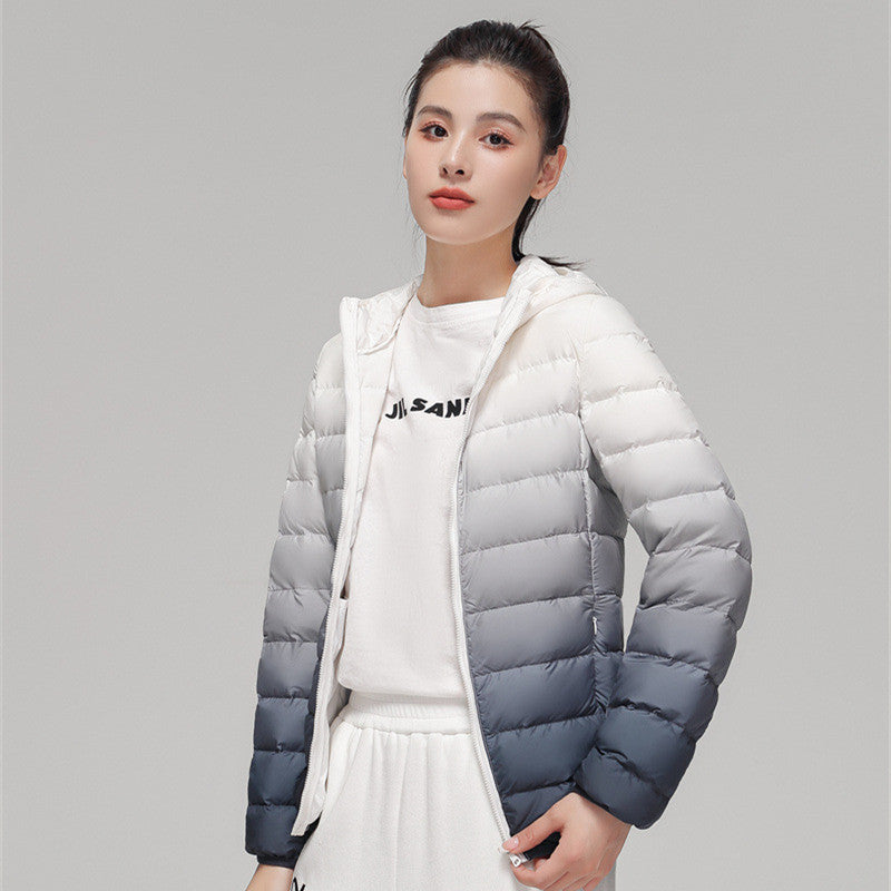 Damen ultraleichte Kapuzen-Steppjacke mit kompaktem Packmaß und windabweisender Hülle Nord Taschen