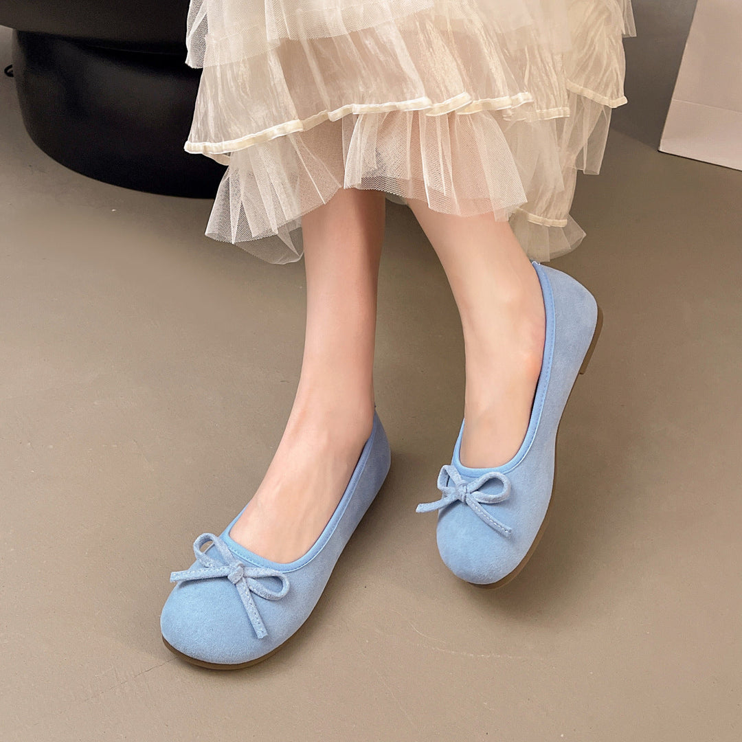 Damen elegante Ballerinas mit zierlichem Schleifendetail