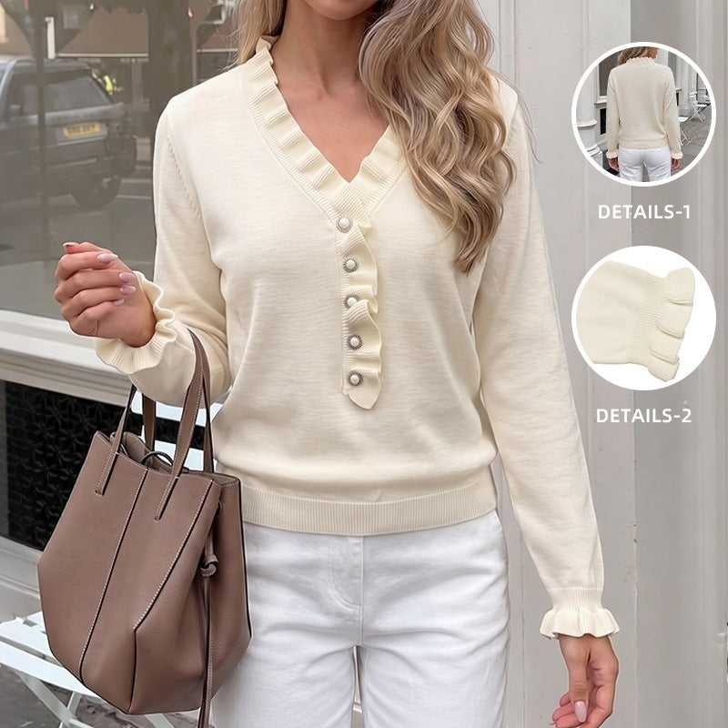 Damen Eleganter Pullover mit Rüschendetails Nord Taschen