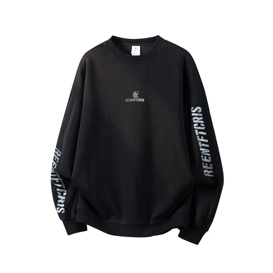 Damen Oversize-Sweatshirt mit gesticktem Schriftzug, abgerundetem Saum & überschnittener Schulter Nord Taschen
