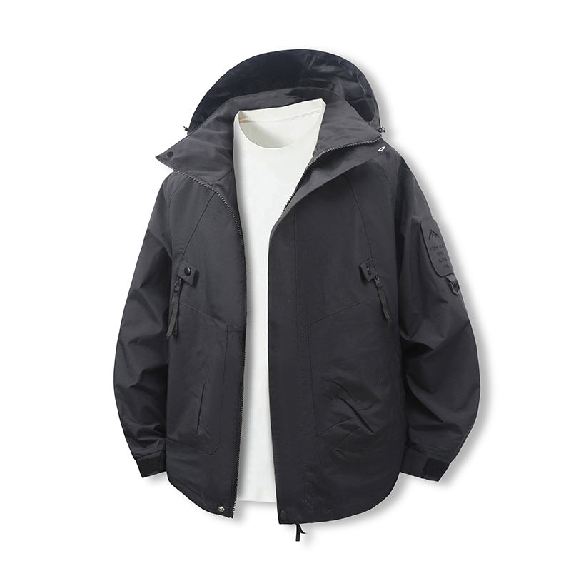 Herren Leichte wasserdichte Outdoorjacke mit Kapuze, Mehrfach-Taschen und verstellbarem Saum Nord Taschen