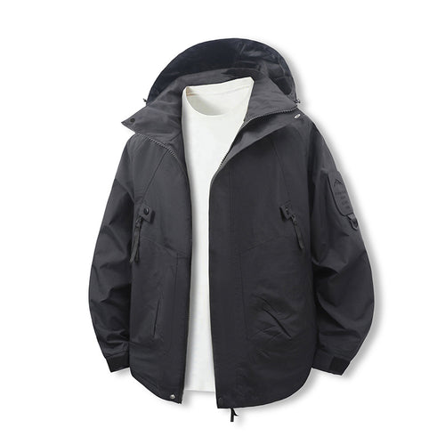 Herren Leichte wasserdichte Outdoorjacke mit Kapuze, Mehrfach-Taschen und verstellbarem Saum Nord Taschen