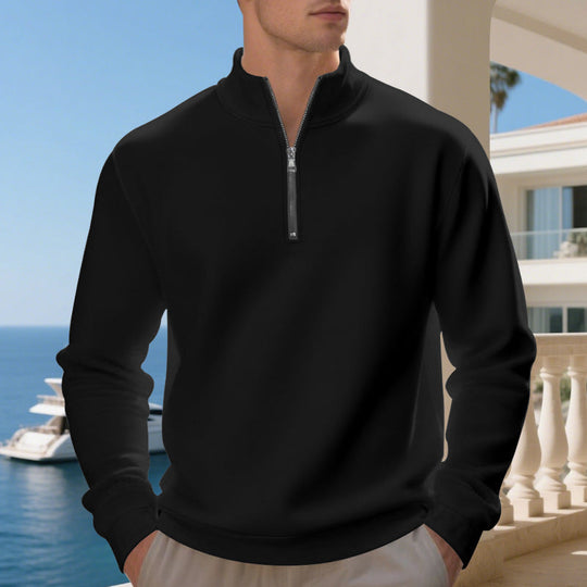 Herren sportlicher Sweatshirt mit modernem Stehkragen und Reißverschluss - Arvani