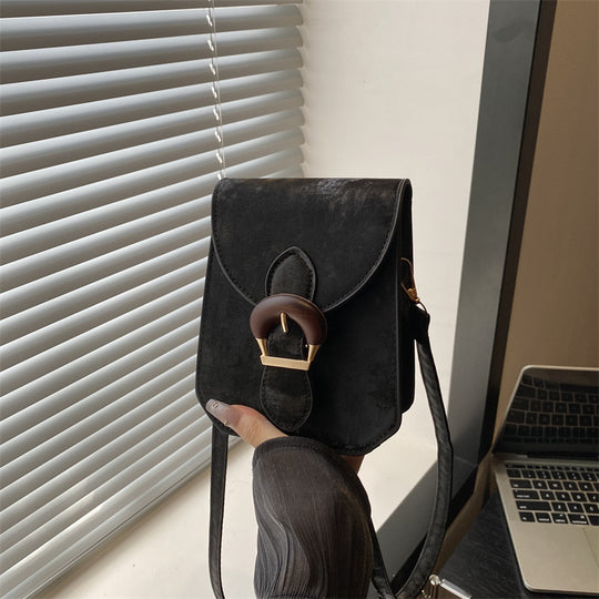 Damen Umhängetasche mit verstellbarem Riemen und stilvollem Holzverschluss Nord Taschen