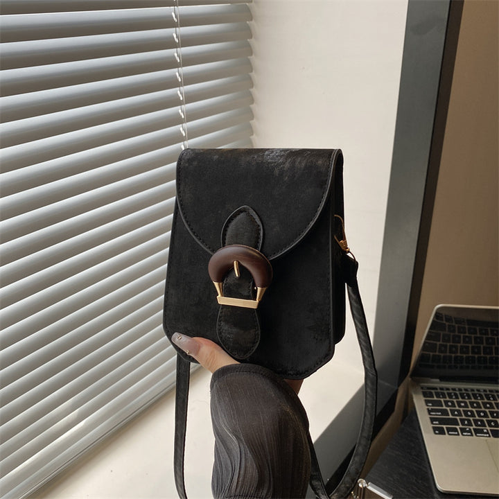 Damen Umhängetasche mit verstellbarem Riemen und stilvollem Holzverschluss Nord Taschen