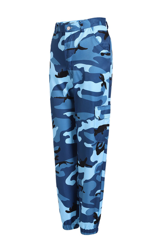 Damen Cargo-Jogginghose mit Camouflage-Muster und elastischen Bündchen Nord Taschen