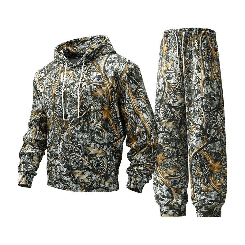 Herren Camouflage-Lounge-Set aus weichem Baumwollmix mit Kapuzenpullover & konischer Jogginghose Nord Taschen