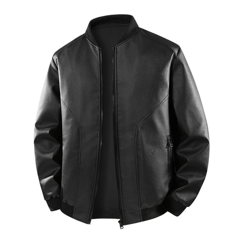 Herren Lederbomberjacke mit schmalem Stehkragen, verdecktem Reißverschluss und minimalistischen Ziernähten Nord Taschen