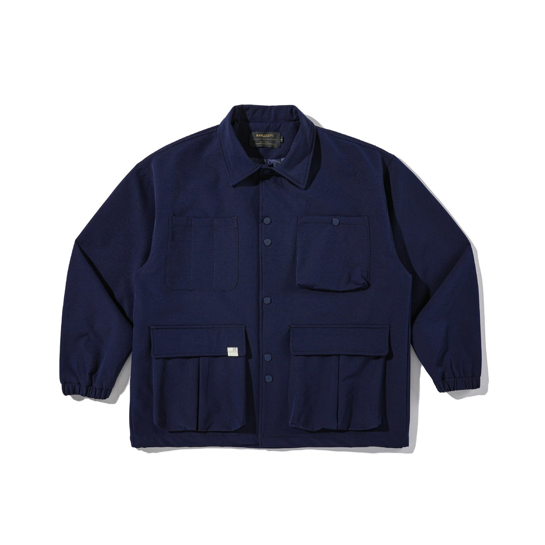 Herren Robuste Canvas-Utility-Jacke mit Druckknopffront und elastischen Bündchen Nord Taschen