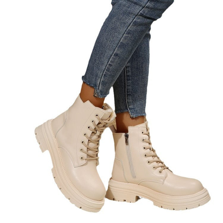Damen Plateau-Lug-Boots mit Schnürung, seitlichem Reißverschluss und gepolstertem Komfort-Fußbett Nord Taschen