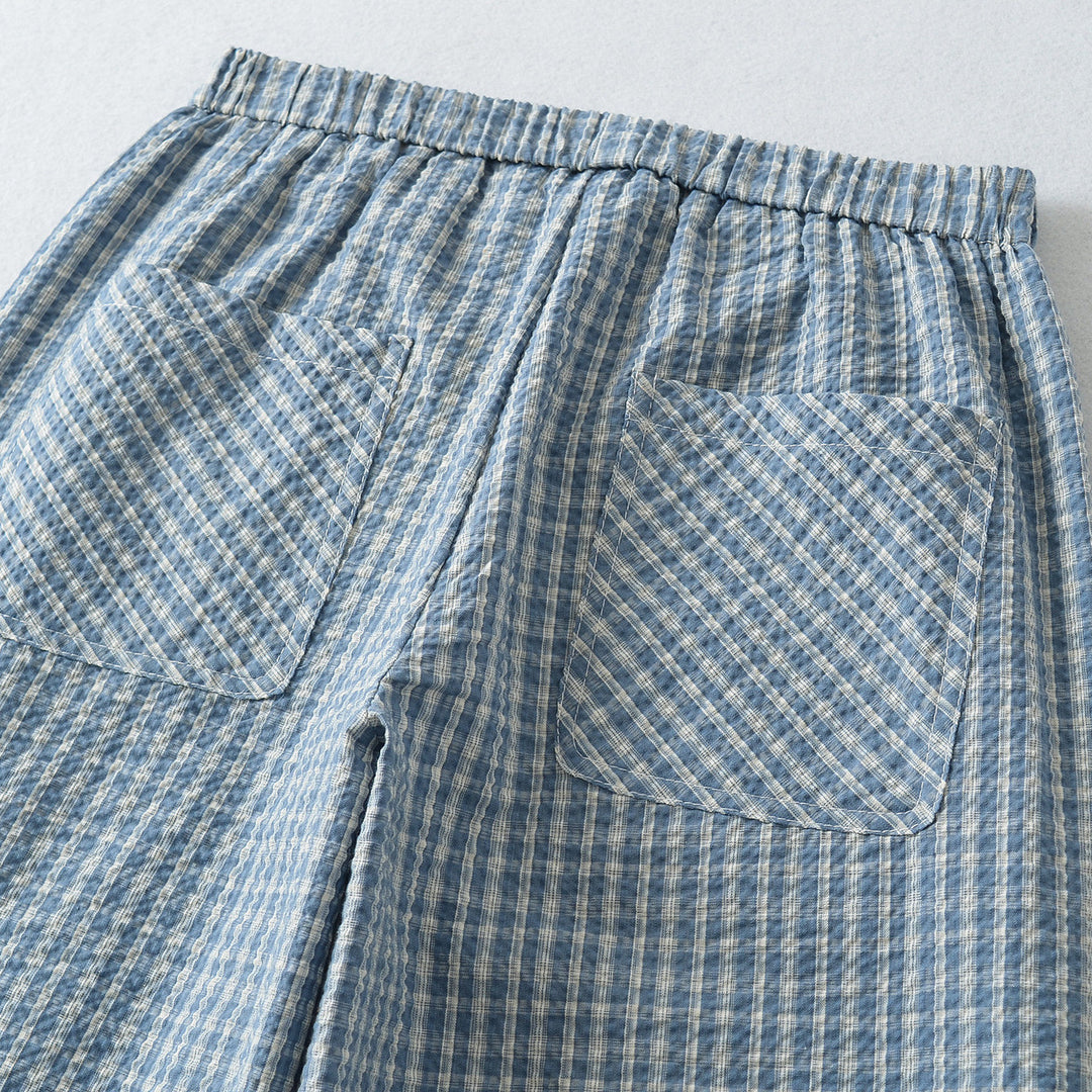 Damen Weite High-Waist Palazzo-Hose mit Gummibund und Knopfblende Nord Taschen