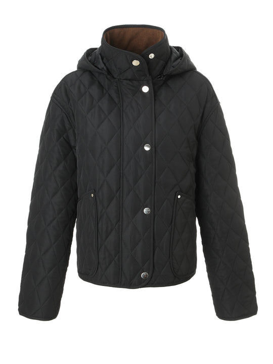 Damen Steppjacke mit Kapuze, gesteppter Rhombenstruktur und Pattentaschen Nord Taschen