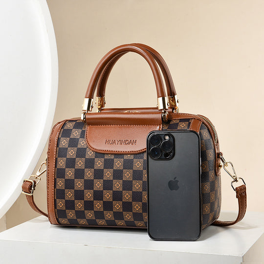 Damen Handtasche mit luxuriösem Karomuster und abnehmbarem Schulterriemen Nord Taschen