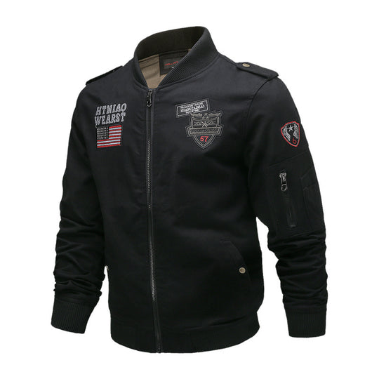 Herren Modische Bomberjacke mit Stickereien Nord Taschen