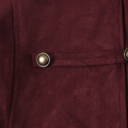 Damen Taillierte Paradejacke aus Veloursimitat mit hoher Knopfsteg‑Blende und Schulterpatten Nord Taschen