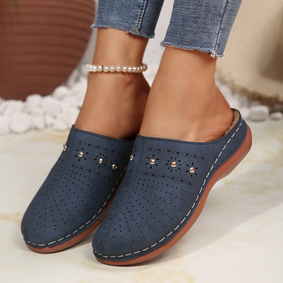 Damen bequeme Clogs mit atmungsaktiven Löchern und eleganten Verzierungen Nord Taschen