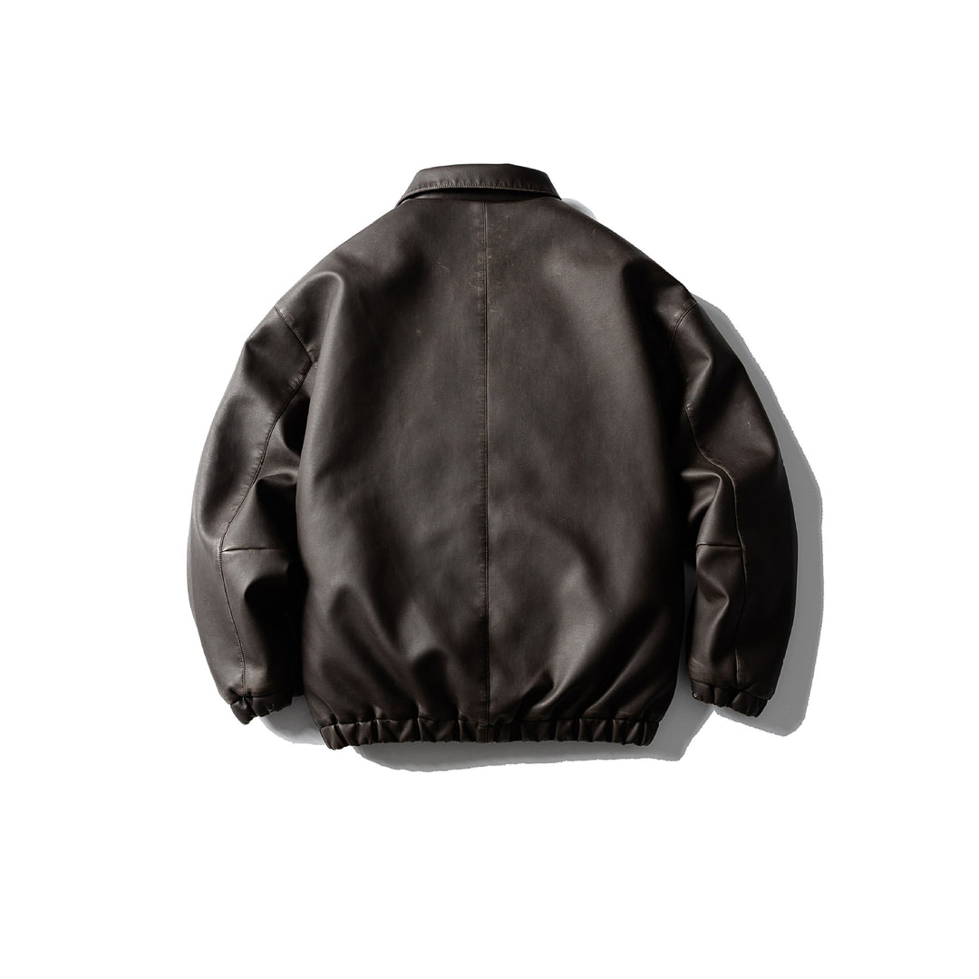 Herren Oversized Kunstleder‑Fliegerblouson mit Pattentaschen, verdecktem Verschluss und elastischem Saum Nord Taschen
